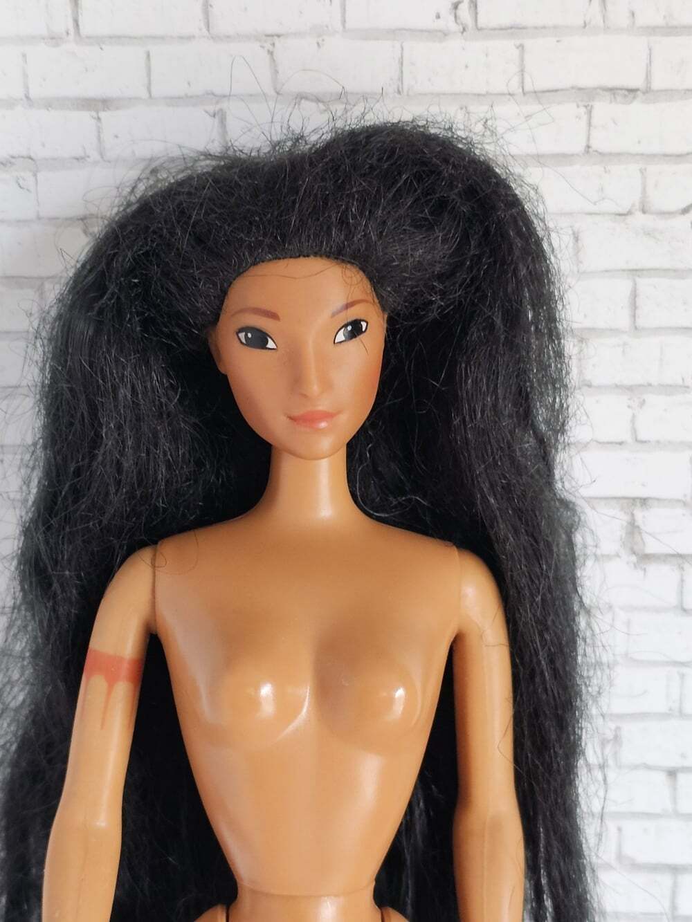 1990s Mattel Disney Pocahontas Nude Fashion Doll Vintage Long Black Hair HTF